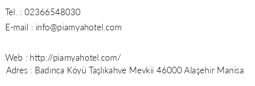 Pia Mya Hotel telefon numaralar, faks, e-mail, posta adresi ve iletiim bilgileri